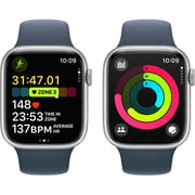 Apple Watch Series 9 GPS 41 mm Silver Aluminum Case with Storm Blue Sport Band S/M – Middle East Version