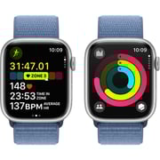 Apple Watch Series 9 GPS 41mm Silver Aluminum Case with Winter Blue Sport Loop