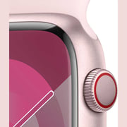 Apple Watch Series 9 GPS + Cellular 45mm Pink Aluminum Case with Light Pink Sport Band S/M – Middle East Version