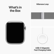 Apple Watch Series 9 GPS + Cellular 41mm Silver Stainless Steel Case with Silver Milanese Loop – Middle East Version