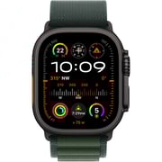 آبل ساعة Watch Ultra 2 تدعم نظام تحديد المواقع + شريحة اتصال وشبكة خلوية مقاس 49 مم بإطار هيكل من التيتانيوم الأسود مع سوار حلقي باللون الأخضر الغامق ألباين - مقاس صغير