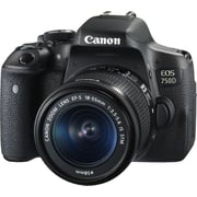 كاميرا كانون EOS 750D DSLR لون أسود مع عدسة EFS 18-55mm IS STM