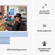 آي ماك من أبل 24 بوصة (2024) بشريحة M4، وحدة معالجة مركزية (CPU) بـ 10 نوى، (512 جيجابايت، 16 جيجابايت)، كرت شاشة (GPU) بـ 10 نوى، نظام تشغيل macOS Sequoia، لوحة مفاتيح عربية وإنجليزية، لون أزرق، إصدار الشرق الأوسط