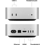 Apple Mac mini (2024) - M4 with 10-core CPU / 24GB RAM / 512 GB SSD / 10-core GPU / macOS Sequoia / Silver / Middle East Version