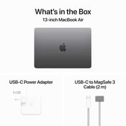 Apple MacBook Air 13-inch (2024) - M3 with 8-core CPU / 8GB RAM / 512GB SSD / 10-core GPU / macOS Sonoma / English & Arabic Keyboard / Space Grey / Middle East Version