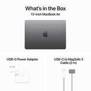 Apple MacBook Air 13-inch (2024) - M3 with 8-core CPU / 8GB RAM / 512GB SSD / 10-core GPU / macOS Sonoma / English Keyboard / Space Grey / Middle East Version