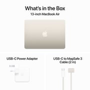 Apple MacBook Air 13-inch (2024) - M3 with 8-core CPU / 8GB RAM / 512GB SSD / 10-core GPU / macOS Sonoma / English & Arabic Keyboard / Starlight / Middle East Version