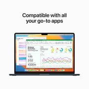 Apple MacBook Air 15-inch (2023) - Apple M2 Chip / 8GB RAM / 256GB SSD / 8-core CPU / 10-core GPU / macOS Ventura / English Keyboard / Midnight / Middle East Version - [MQKW3ZS/A]