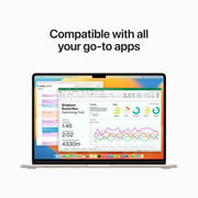 Apple MacBook Air 15-inch (2023) - Apple M2 Chip / 8GB RAM / 256GB SSD / 8-core CPU / 10-core GPU / macOS Ventura / English Keyboard / Starlight / Middle East Version - [MQKU3ZS/A]