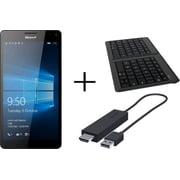 Microsoft Lumia 950XL 4G LTE Dual Sim Smartphone 32GB Black+CG400005 Wireless Display Adaptor+GU500013 Universal Foldable Keyboard+SCL950XL Silicon Cover+SPL950XL Screen Protector