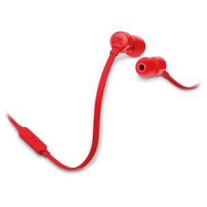 JBL Tune 110 Wired Tangle Free Cable In Ear Headphones - Red