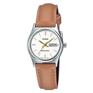 Casio LTP-V006L-7B2 Dress Pink Leather Analog Watch Women