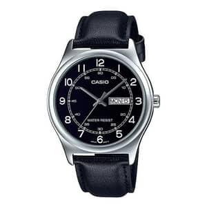 Casio Enticer Black Leather Men Analog Watch MTP-V006L-1B2