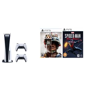 Sony PlayStation 5 Disc Console White With extra controller and Games (Spiderman miles and morals + Call Of Duty Cold War)