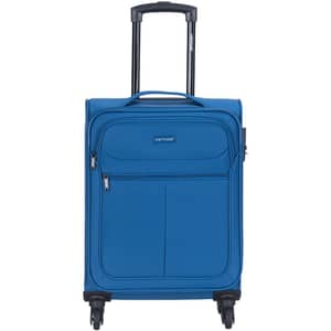 VIPTOUR VT-A380 Light Weight Polyester Jacquard Number Lock Single Trolley Luggage, Blue 20 Inches