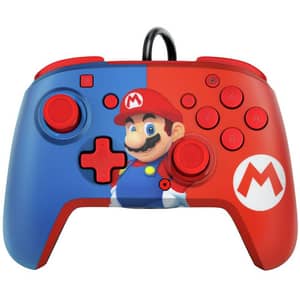Nintendo Switch Super Mario Faceoff Deluxe Audio Wired Controller Red/Blue