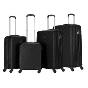 Stargold Set Of 4 Hardside Spinner Abs Trolley Luggage With Number Lock, Black- 20, 24, 28, 32 Inches