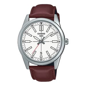 Casio MTP-VD02L-7E White Dail Enticer Analog Leather Men's Watch