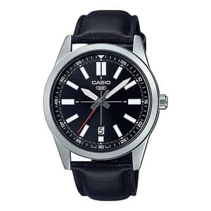 Casio MTP-VD02L-1E Black Dail Enticer Analog Leather Men's Watch