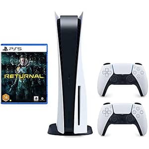 Sony PlayStation 5 Disc Console Standard Edition White Bundle With Extra Dualsense Controller White And PS5 Returnal Game