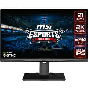 MSI Optix Gaming Monitor 27" Flat, WQHD, Rapid IPS Panel, G-Sync Compatible, 240 Hz, 1 ms (MAG274QRX)