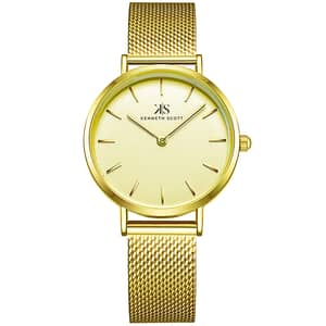 Kenneth Scott Women's Analog Champagne Dial Watch - K22519-GMGC