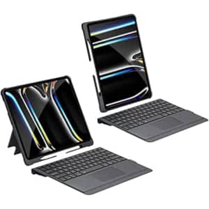 iPad Pro 12.9 3rd 4th 5th gen 2018/2020/2021 iPad Keyboard Folio Combo with Detachable Keyboard Trackpad and Smart Connector English & Arabic with Screen Protector in Elegant Black