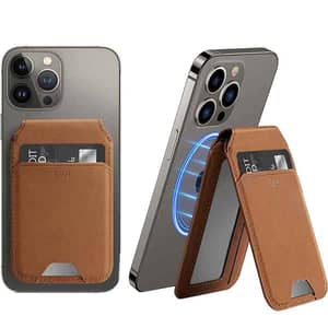 ESR HaloLock Vegan Leather Wallet Tan Suede