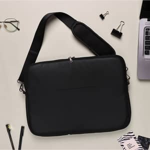 Dawenha LPT41 shoulder Leather Laptob Sleeve / two zippers / spill-resistant / hand / 3 layers protection / Black