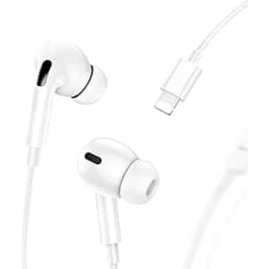 Glassology Wired Earbuds Headphones with Lightning Plug & Microphone Wired Earphones, White - GTEP0L