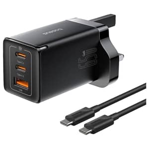 باسيوس GaN5 Pro النوع-C + USB-A محول شحن سريع 1 متر أسود