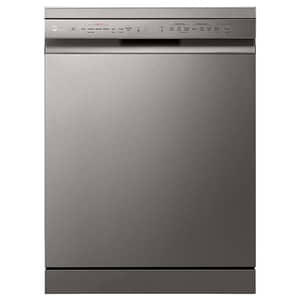 LG QuadWash Steam Dishwasher with 14 Place Settings, EasyRack Plus, Inverter Direct Drive, ThinQ, and Platinum Silver Finish – DFC435FP