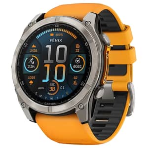 Garmin Fenix 8 AMOLED 51mm Smartwatch Sapphire Titanium With Spark Orange/Graphite Silicone Band