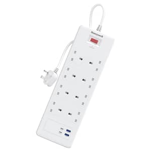 Honeywell HC000054/SRG/1.8M/WH 8 Way Surge Protector Extension Socket
