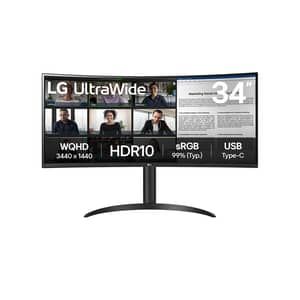 LG Ultra Wide Monitor 34" Curved, QHD , IPS Panel, HDR10, 75 Hz (34WR55QK-B)
