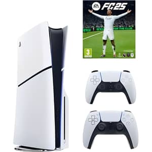 Sony PlayStation 5 Slim Disc Console 1TB White - International Version + Extra DualSense Contoller + FC25 Game