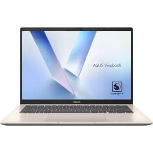 Asus Vivobook 14 (2025) Copilot+PC - Snapdragon X X1 26 100 / 14inch WUXGA / 1TB SSD / 16GB RAM / Shared Qualcomm Adreno GPU / Windows 11 Home / English & Arabic Keyboard / Platinum Gold / Middle East Version - [X1407QA-LY046W]