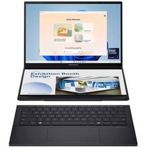Asus Zenbook Duo (2025) Ultrabook - 2nd Series / Intel Core Ultra 7-255H / 14inch 3K / 1TB SSD / 32GB RAM / Shared Intel Arc Graphics / Windows 11 Home / English & Arabic Keyboard / Inkwell Gray / Middle East Version - [UX8406CA-OLED7]
