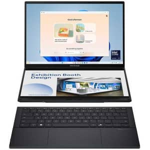 Asus Zenbook Duo (2025) Ultrabook - 2nd Series / Intel Core Ultra 9-285H / 14inch 3K / 2TB SSD / 32GB RAM / Shared Intel Arc Graphics / Windows 11 Home / English & Arabic Keyboard / Inkwell Gray / Middle East Version - [UX8406CA-PZ005W]