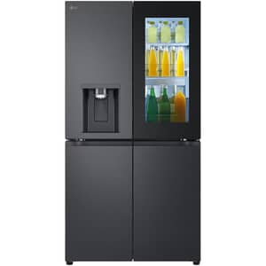 LG Black Glass InstaView Door-in-Door, Essence Black Steel Refrigerator - GR-X39FFCRB