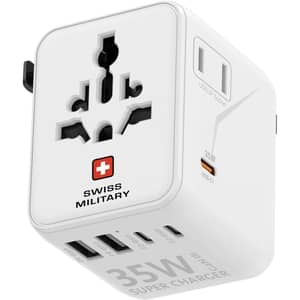 Swiss Military 1 Pc Travel Adaptor White - SM-TC-35W-GaN-WLD-WHI