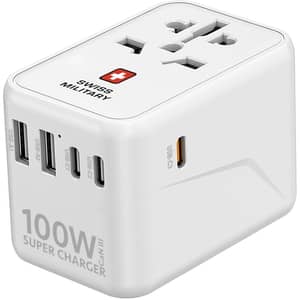 Swiss Military 1 Pc Travel Adaptor White - SM-TC-100W-GaN-MIN