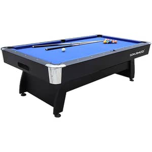 Sparnod Fitness Pool Table - 213x122cm, MDF Wood, Foldable Design, Blue/Black