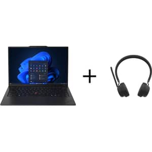 Lenovo ThinkPad X1 (2025) Copilot+ PC - 2nd Series / Intel Core Ultra 7-258V / 14inch 2.8K / 1TB SSD / 32GB RAM / Shared Intel Arc 140V Graphics / Windows 11 Pro / English & Arabic Keyboard / Black / Middle East Version - [21NS00LWGR] + ANC Headphone