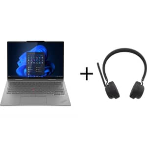 Lenovo ThinkPad X1 2-in-1 Convertible (2025) AI PC - 2nd Series/ Intel Core Ultra 7-255U/ 14inch WUXGA/ 1TB SSD/ 32GB RAM/ Shared Intel Graphics/ Windows 11 Pro/ En & Ar Keyboard/ Touch Display/ Grey/ Middle East Version - [21Q00008GR] + ANC Headphone