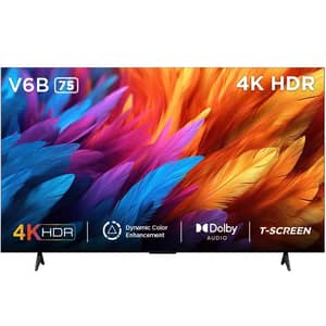 TCL 75″ V6B 4K UHD LED Google TV with AiPQ Engine 3.0, Dolby Audio, Google Assistant & Chromecast Built-in Television 75V6B (2024 Model)