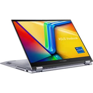 Asus Vivobook S14 Flip 2-in-1 (2025) Laptop - 13th Gen / Intel Core i5-13420H / 14inch WUXGA / 512GB SSD / 16GB RAM / Shared Intel Iris Xe Graphics / Windows 11 Home / English & Arabic Keyboard / Cool Silver / Middle East Version - [TP3402VA-LZ669W]