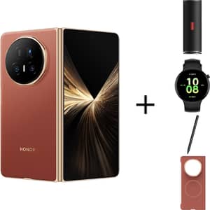Honor Magic V5 5G 512GB 16GB RAM Reddish Brown Smartphone + Choice Speaker + Watch Fit + Magic Pen + Case