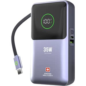 Swiss Military Power Bank 10000mAh Silver - SM-PB-10K-35W-LED-CBL