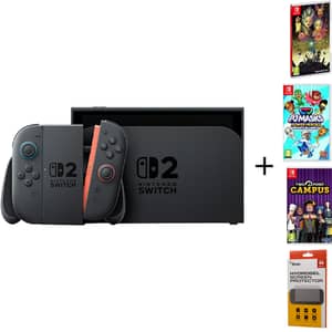 Nintendo Switch 2 Gaming Console 256GB Black Mario Kart World Bundle + 3 Games + Accessory